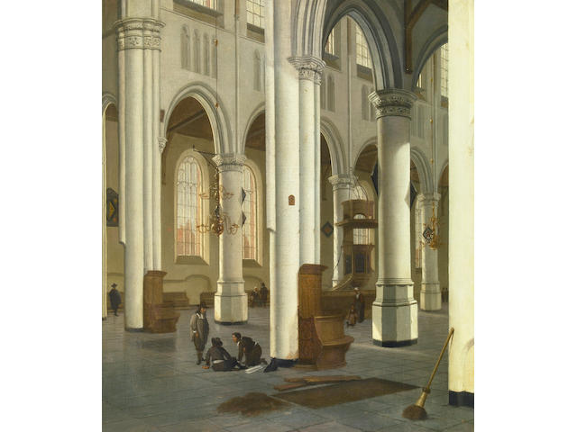 Hendrick Cornelisz van der Vliet (Dutch, 1611-1675) A church interior 25 3/4 x 22 1/2in (65.4 x 57.2cm)