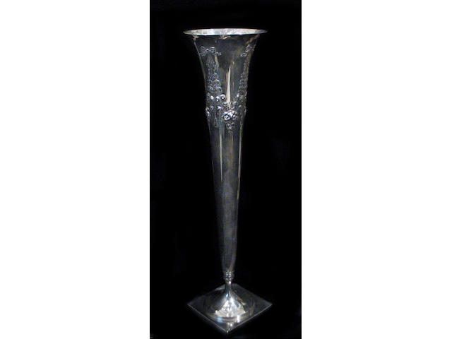 Sterling Floor Vase with Chased Decoration