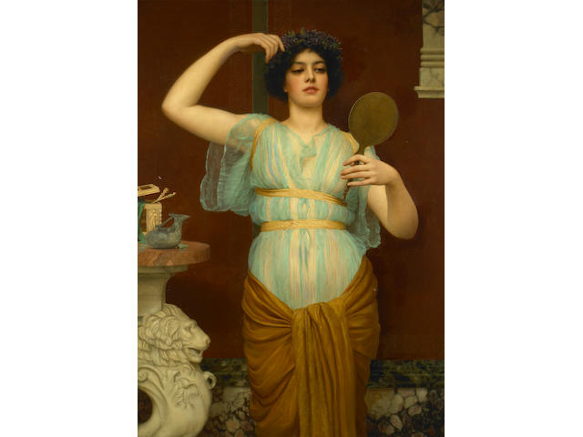 John William Godward, RBA (British, 1861-1922) Ione 50 1/4 x 35 1/4in (127.5 x 89.4cm)