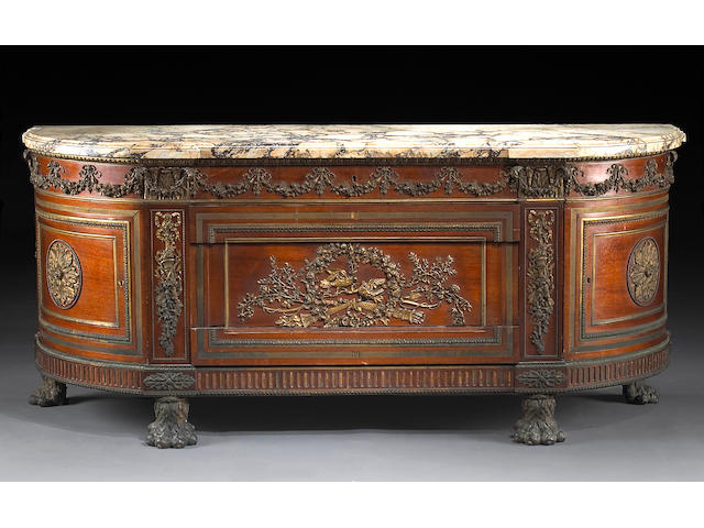 A Louis XVI style gilt bronze mounted commode a vantaux