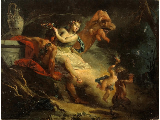 Attributed to Francesco Zugno (Italian, 1709-1787) Ariadne and Bacchus 20 3/4 x 28in (52.8 x 71.1cm) unframed