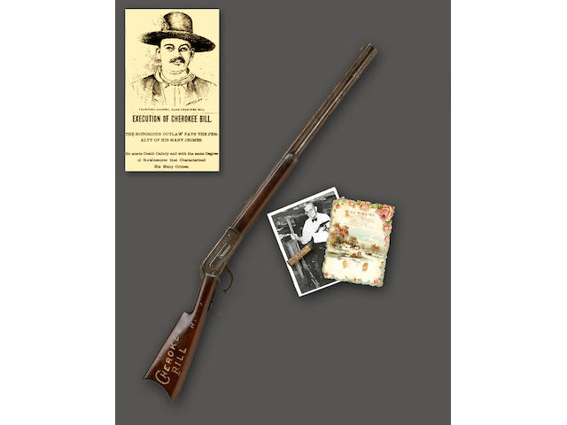 An historic Winchester Model 1886 lever action rifle owned by Texas outlaw Crawford Goldsby aka Cherokee Bill