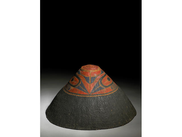 A fine Nootka painted basketry hat