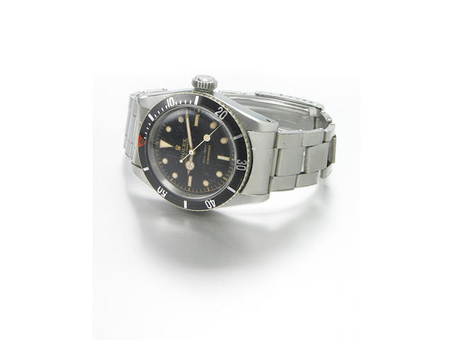 Rolex. A fine and rare stainless steel self-winding divers bracelet watchOyster Perpetual so called 'James Bond' Submariner, Ref.5510, 200m = 660ft, made in early 1958
