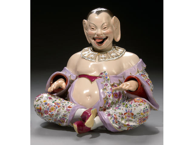 A Meissen porcelain nodding head pagoda figure