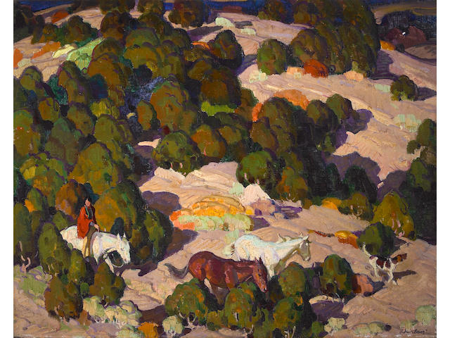 William Herbert Dunton (American, 1878-1936) Composition for 'Sunset in the Foothills' 16 x 20in