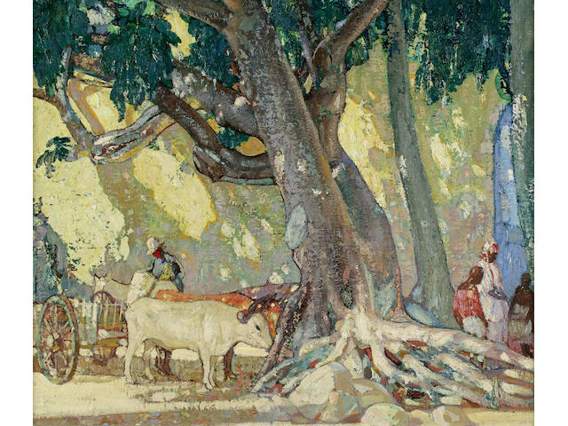 Richard Edward Miller (American, 1875-1943) Cotton Silk Tree, St. Thomas, Virgin Islands 25 x 30in
