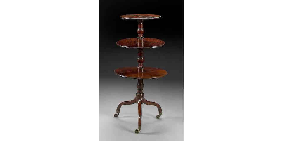 A George III mahogany three tier dumbwaiter