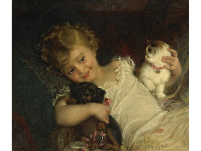 Emile Munier (French, 1840-1895) Childhood friends 21 x 24 1/2in (53.3 x 62.3cm)