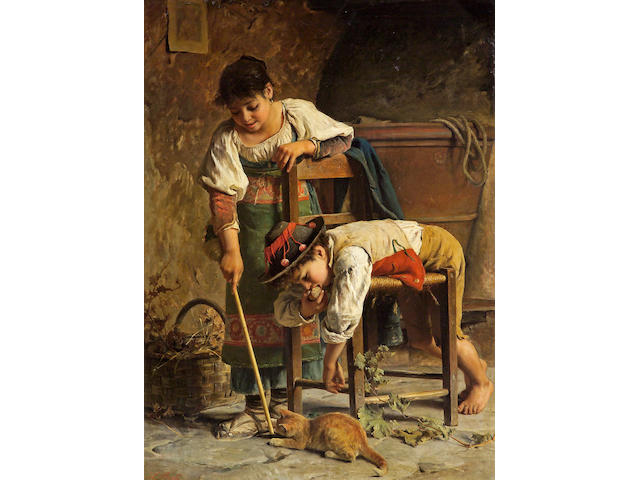 Luigi Bechi (Italian, 1830-1919) Deux petits ciociari 54 x 39 1/2in (137.2 100.4cm)