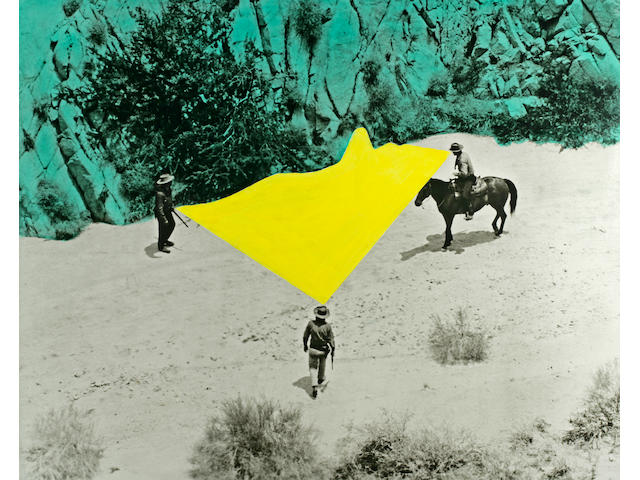 John Baldessari (American, born 1931) Yellow Void with Three Figures, 1990 48 x 60in (122 x 152.4cm)