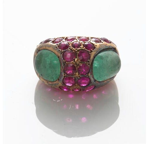 An emerald and ruby ring, Chanel