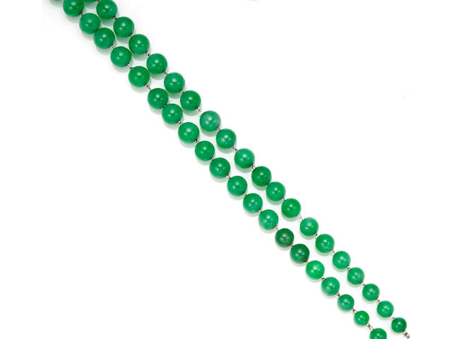 A jadeite jade, diamond and enamel bracelet