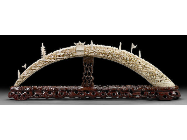 A massive pieced and reticulated ivory tusk 20th Century