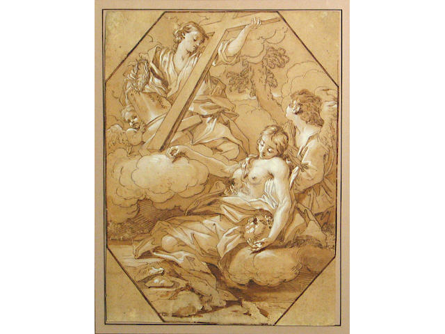 Benedetto Luti (Florence 1644-1724 Rome) Mary Magdalene's vision 14 1/2 x 10 3/4in