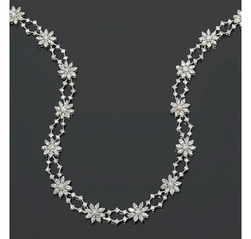 A diamond floral motif necklace