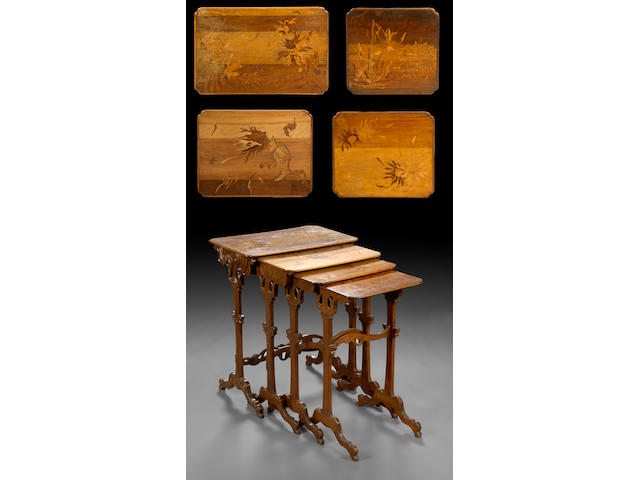 A nest of four French Art Nouveau marquetry tables  circa 1900