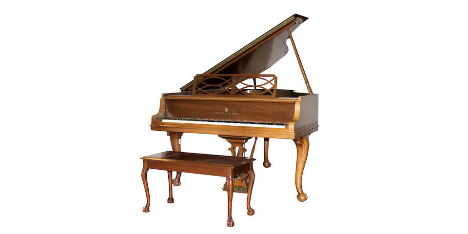 A Steinway walnut art case piano