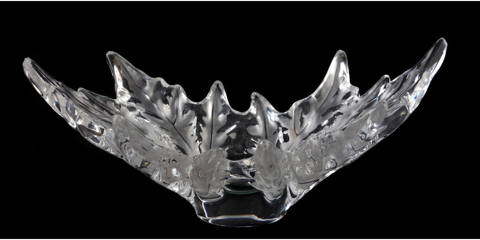 A Lalique molded frosted glass bowl: Champ Elysees