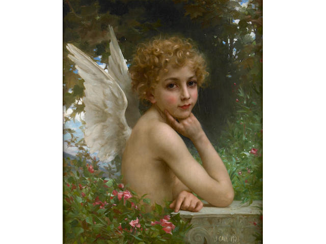 Jules Cyrille Cav&#233;  (French, 1859-died circa 1940) L'ange pensif 25 x 20in