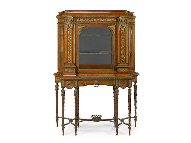 A very good quality Louis XVI style gilt bronze mounted kingwood vitrine  fourth quarter 19th century