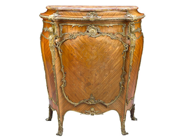 A good quality Louis XV style gilt bronze mounted marquetry kingwood side cupboard  Joseph-Emmanuel Zwiener fourth quarter 19th century