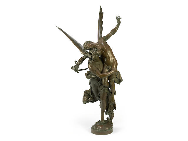 A French patinated bronze figural group: Gloria Victis  cast after the model by Marius-Jean-Antonin Merci&#233; (French, 1845-1916) F. Barbedienne foundry late 19th century