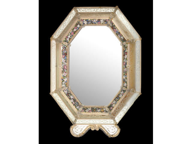 A grand Venetian micromosaic and acid etched  mirror  circa 1900