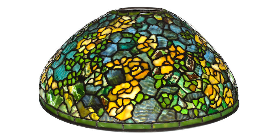 A Tiffany Studios leaded glass and bronze Rambling Rose lamp shade 1899-1918