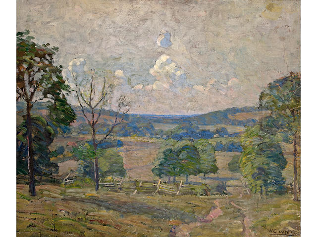 Newell Convers Wyeth (American, 1882-1945) Cart Track at Rocky Hill 25 x 30in