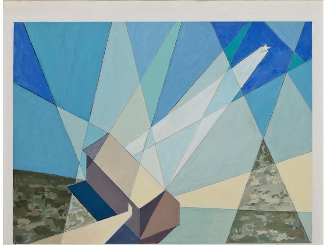 Charles Sheeler (American, 1883-1965) Star card 8 1/2 x 10 3/4in, image 7 x 9in