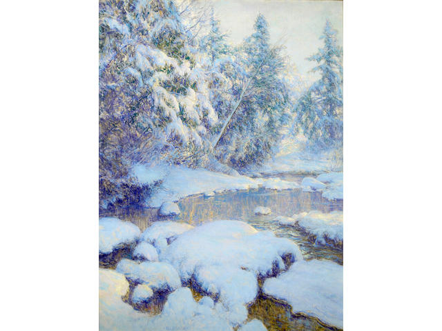 Walter Launt Palmer (American, 1854-1932) A Stream in Winter 40 x 30in