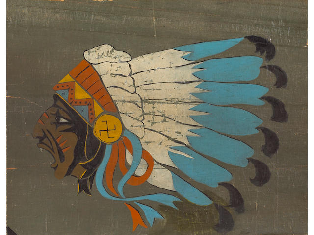 A rare and historic fuselage insignia panel from a Spad VII flown by the Lafayette Escadrille