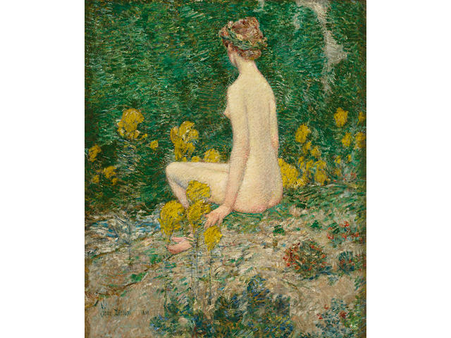 Childe Hassam (American, 1859-1935) Goldenrod 24 x 20in