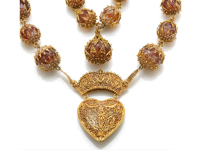 An amber bead necklace