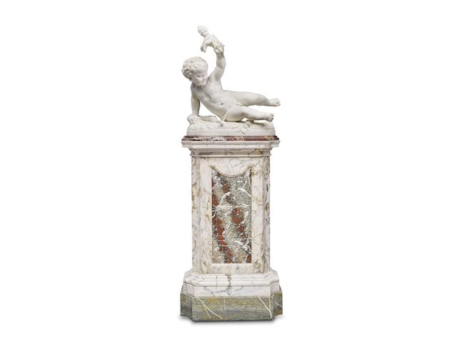 A FRENCH CARVED MARBLE FIGURE: L'AMOUR &#192; LA FOLIEJean-Baptiste Carpeaux (French, 1827-1875), circa 1873