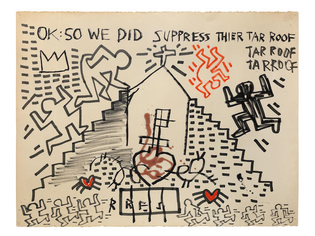 KEITH HARING & JEAN-MICHEL BASQUIAT Untitled 1980