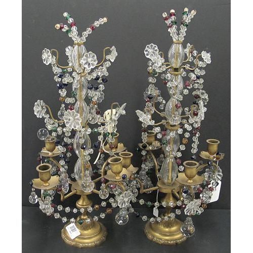 Bonhams : A pair of Louis XVI style gilt brass, colored and colorless ...