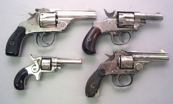 Bonhams : A lot of four 19th century American double action revolvers