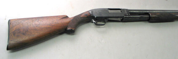Bonhams : A 12 gauge Winchester Model 12 Black Diamond trap grade slide ...