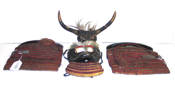 Simple Maedate Bonhams : A maedate, mempo and two haidate Edo Period