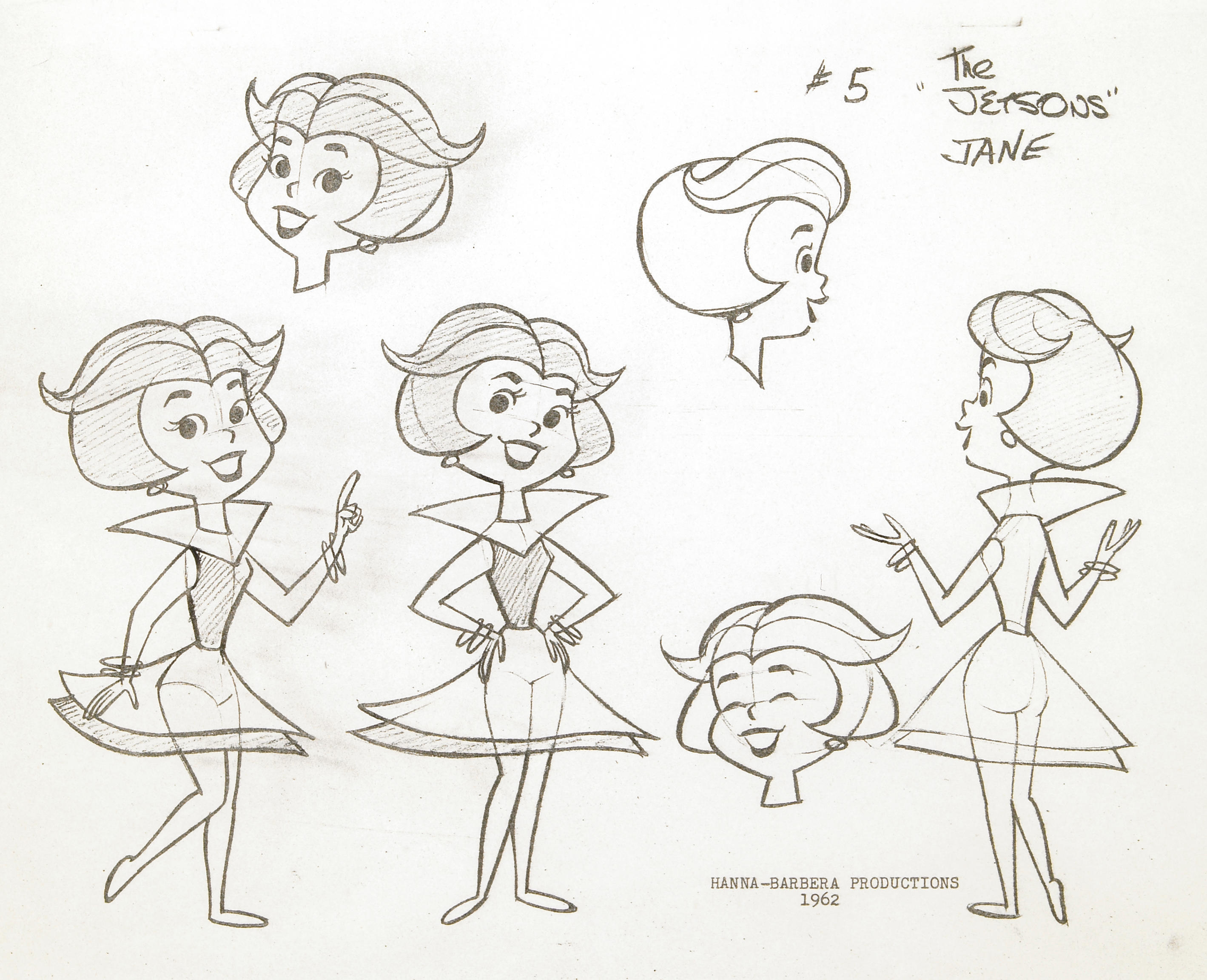 Five Hanna-Barbera model sheets from "The Jetsons" .