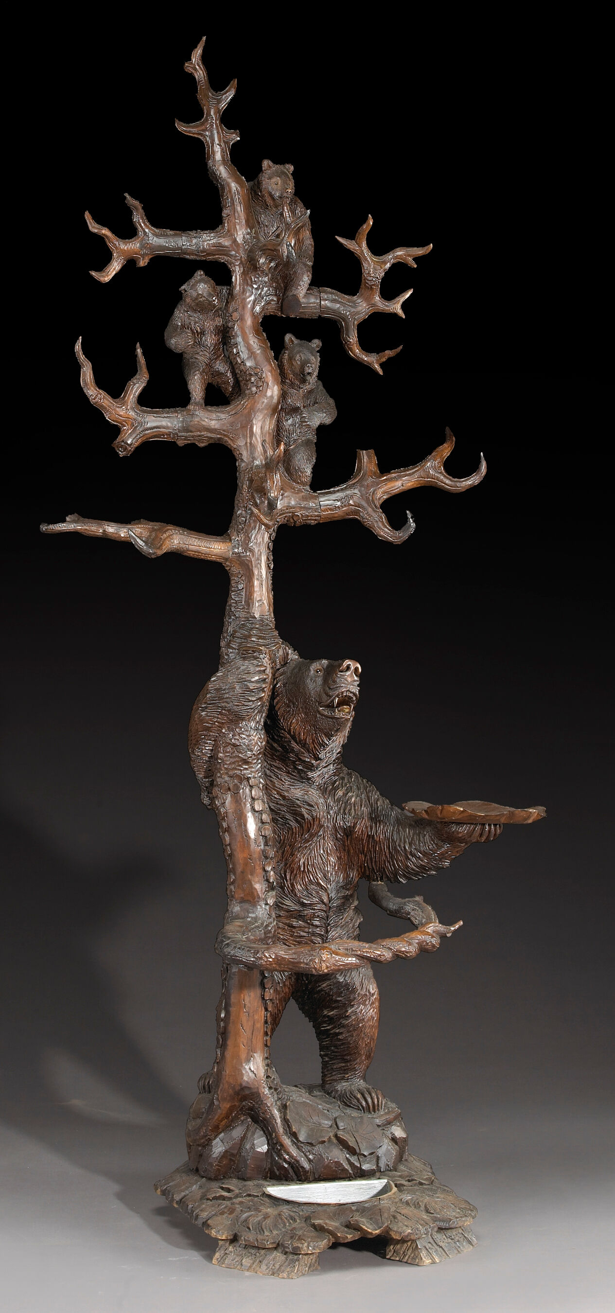 A Black Forest lindenwood hall tree