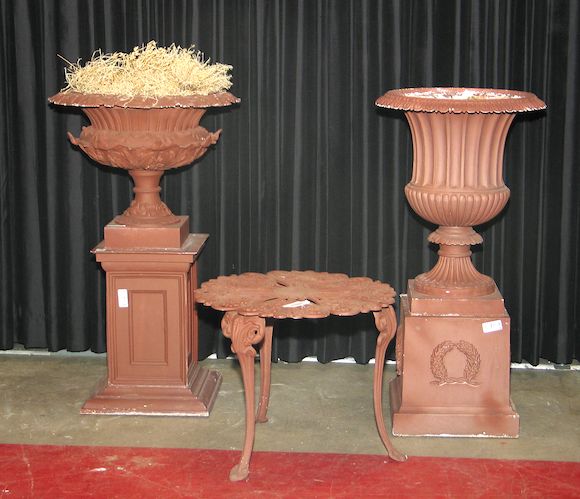 Bonhams : A Neoclassical style painted cast iron suite of garden ...