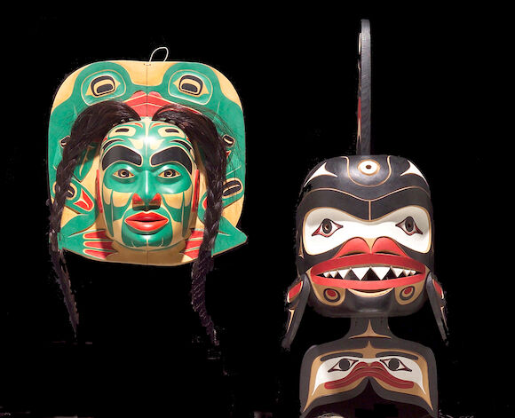 George Ragan Mask Bonhams : Two Northwest Coast masks; Buddy George, Randy Stiglitz