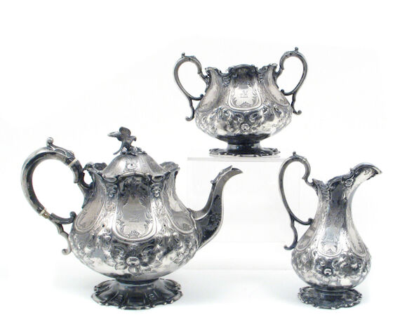 Bonhams : Victorian Three Piece Tea Set by Martin Hall & Co.