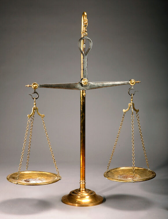 Bonhams : A pair of Continental large brass and steel counter balance ...