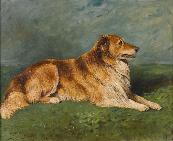 Bonhams : John Emms (British, 1843-1912) Roy - a Collie in a landscape ...