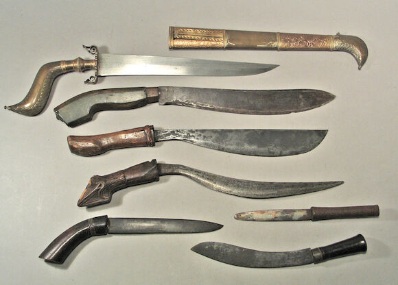 Asia Weapons Bonhams : A lot of ten assorted Asian and ethnographic edged weapons