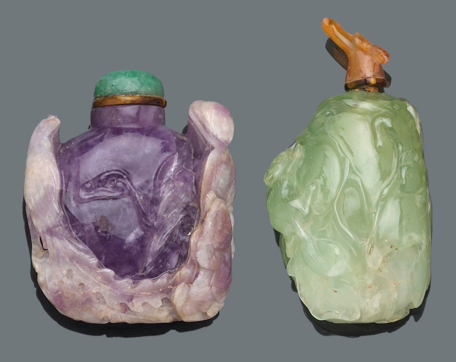 Three hardstone snuff bottles